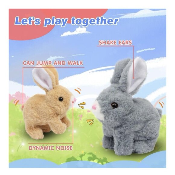 Hopping Rabbit Interactive Electronic Pet Plush Bunny Toy Tan New - Picture 6 of 9